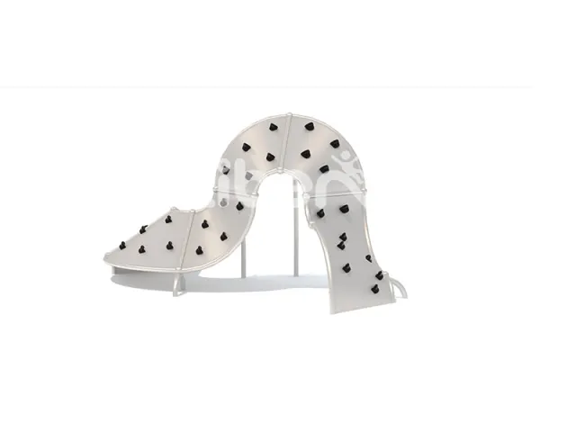 Outdoor playground curved steel sheet panel kids metal climbing frame with rock climbing holds