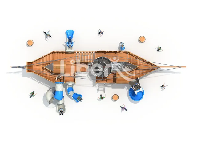 Customized Pirate Ship Handicapped Plastic Slide Playground For Disabled Children
