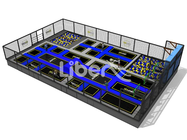 Blue Simple Trampoline with Sponge Pool for Adult and Kid