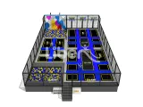 Blue Simple Trampoline with Sponge Pool for Adult and Kid