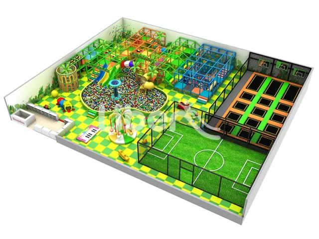 Forest Theme Funplay Indoor  Playground With Trampoline