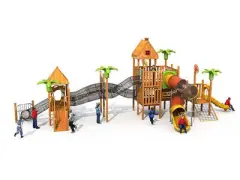 Outdoor Parent-child Playground Wooden Combined Slide Customization