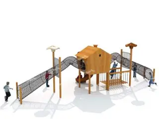 Carbonized Wooden Outdoor Large Combined Slide Equipment Customization