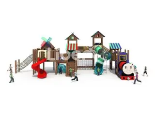 Wooden outdoor playground equipment for kids