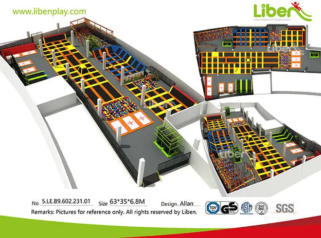 Large According to Room Size Trampoline Park Design