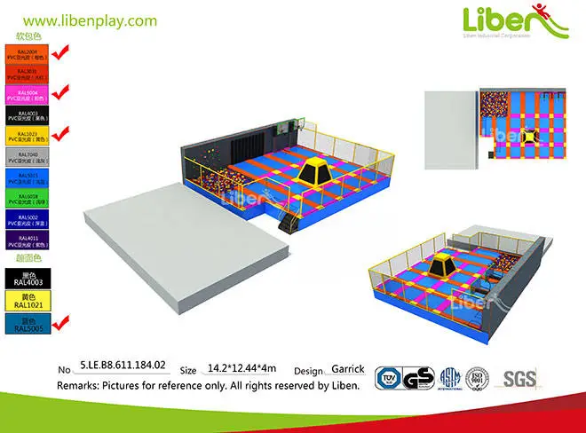 5.LE.B8.611.184.02 Rectangular Kids Indoor Trampoline with Foam Pit 