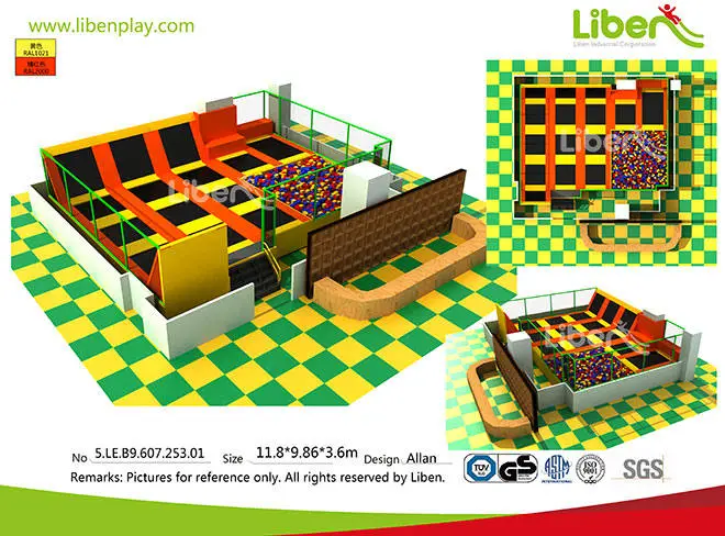 Shopping Mall Rectangular Indoor Trampolin Parque with Foam Pit  