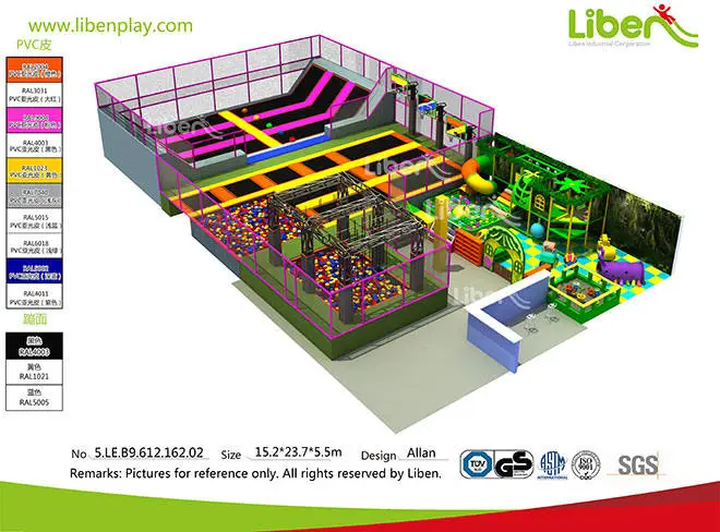 TUV Certified Large Indoor Soft Play Trampolin Park