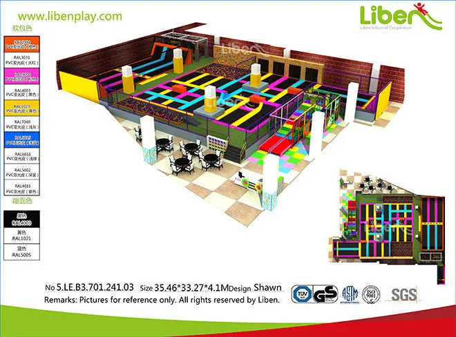 Large Kids Indoor Jumping Amusement Trampoline Park Builder