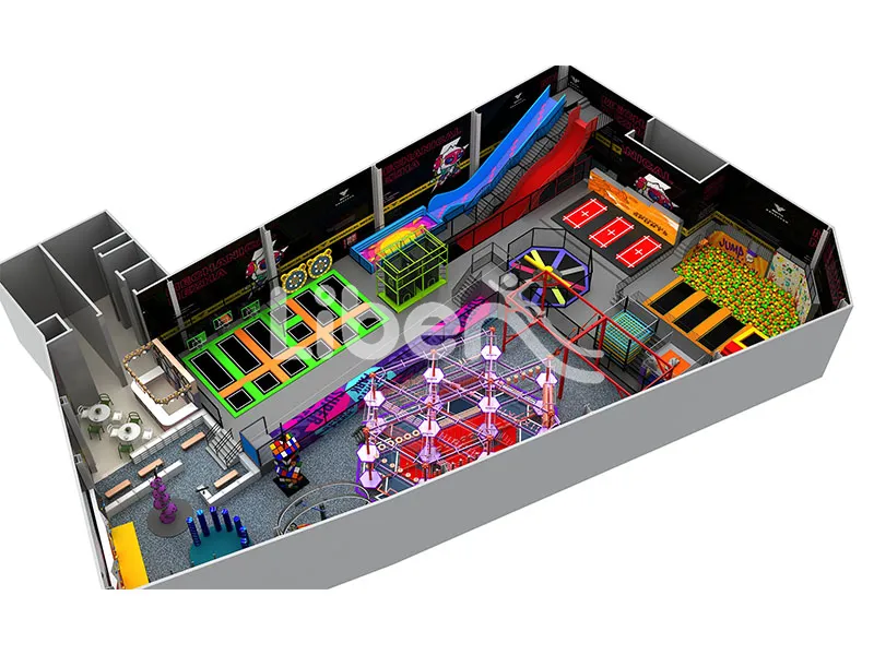 Rendering of an indoor trampoline park