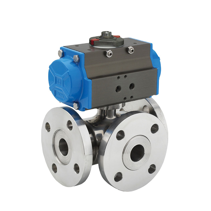 Pneumatic three-way ball valve