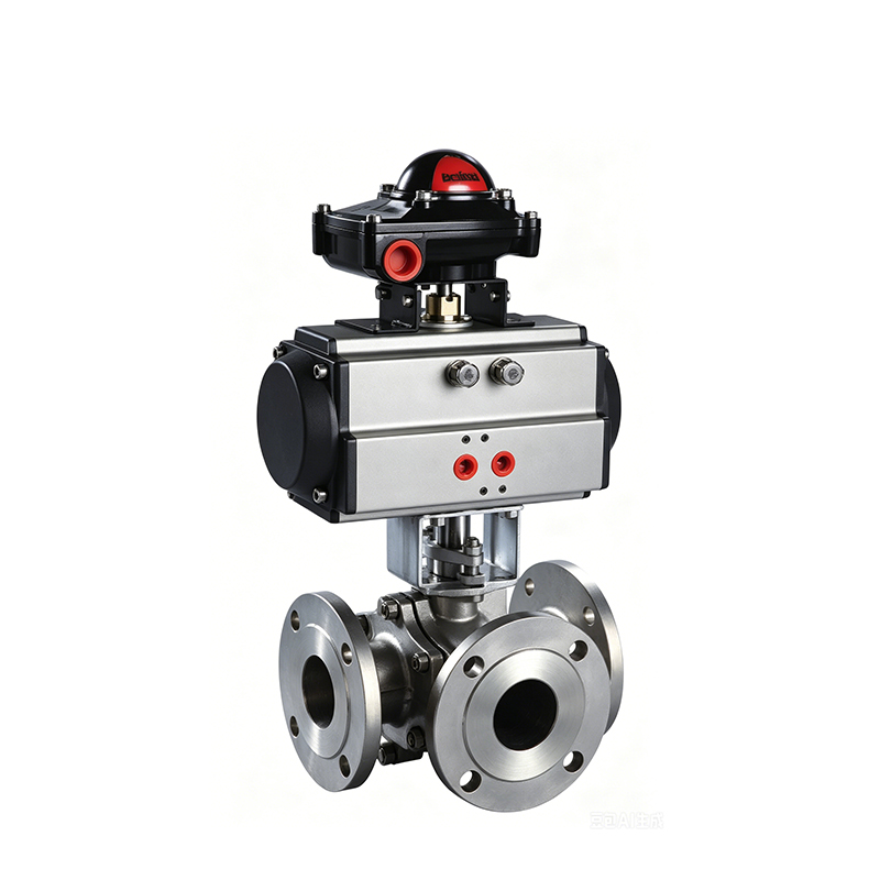 Pneumatic three-way ball valve