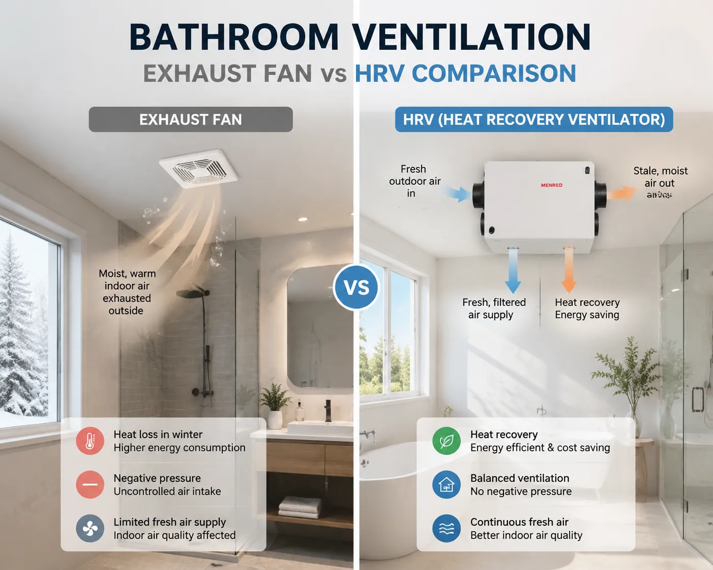 Bathroom exhaust fan vs HRV comparison