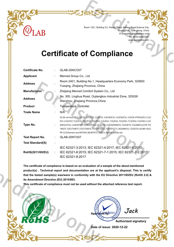 E3, E6 Series Thermostat