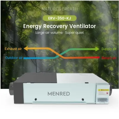 MENRED E8 Ceiling-Mounted ERV with Bypass, 350 m³/h
