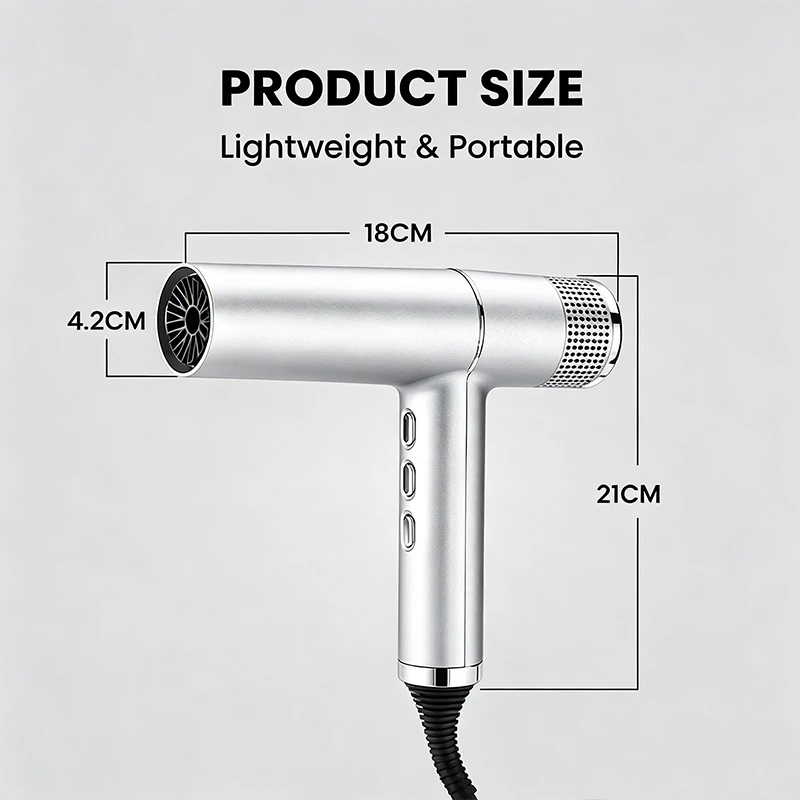 High Speed BLDC Hair Dryer, LED Digital Temperature Control Negative Ionic Blow Dryer