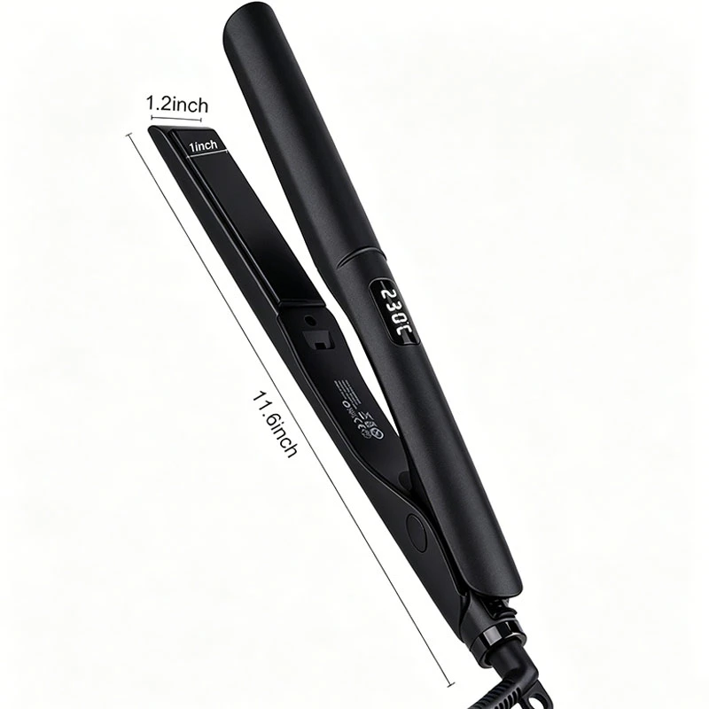 Professional 1-inch 2-in-1 men hair straightener and curler with smart LED digital temperature display,