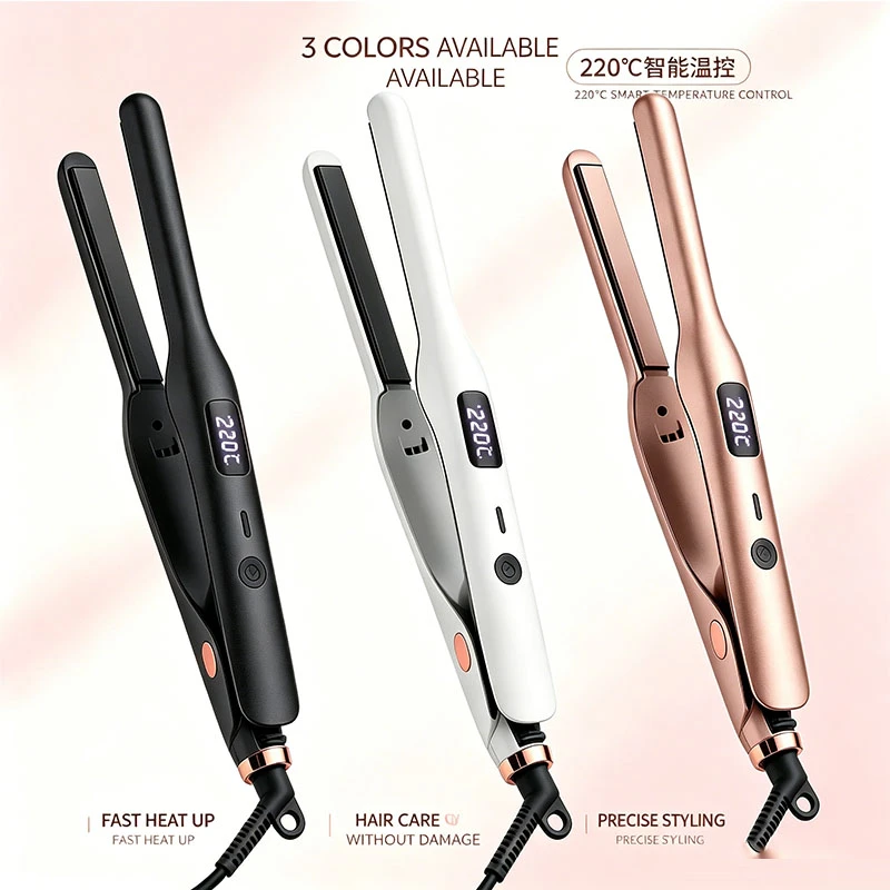 Professional 1-inch 2-in-1 men hair straightener and curler with smart LED digital temperature display,