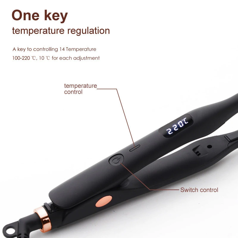 Professional 1-inch 2-in-1 men hair straightener and curler with smart LED digital temperature display,