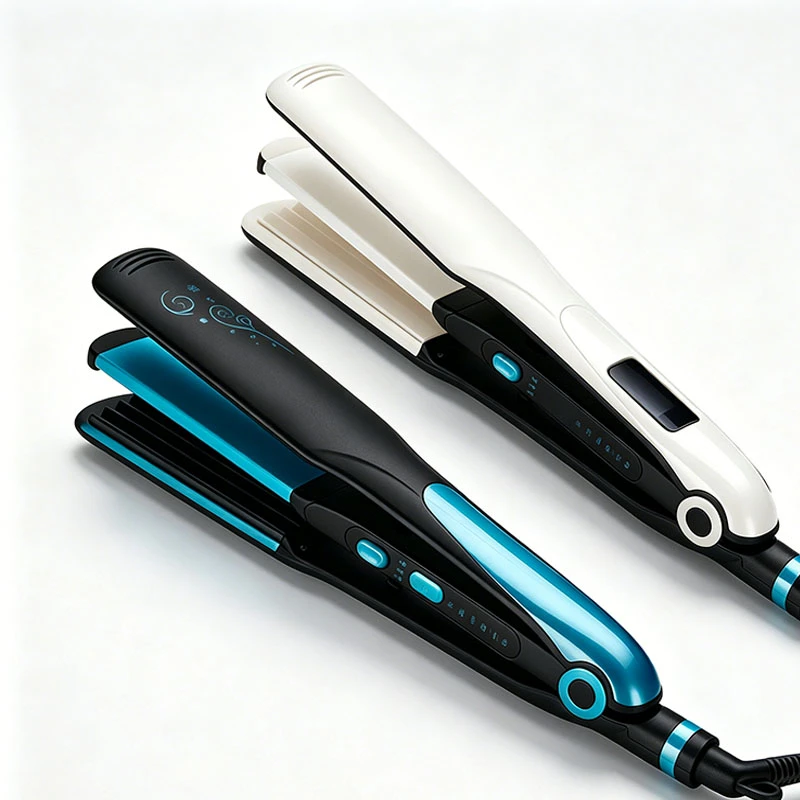 Professional 1-inch 2-in-1 men hair straightener and curler with smart LED digital temperature display,
