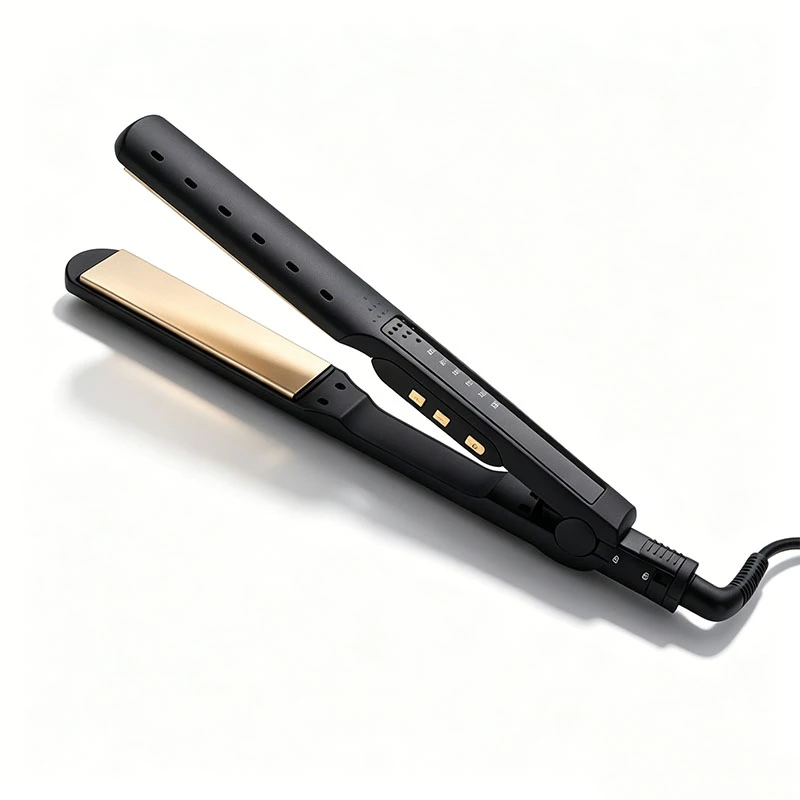 Professional 1-inch 2-in-1 men hair straightener and curler with smart LED digital temperature display,