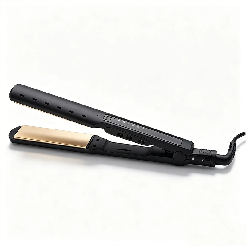 Professional 1-inch 2-in-1 men hair straightener and curler with smart LED digital temperature display,