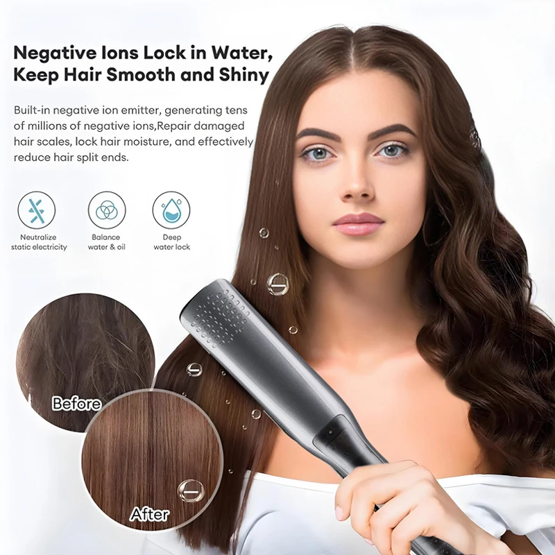 Professional 1-inch 2-in-1 men hair straightener and curler with smart LED digital temperature display,