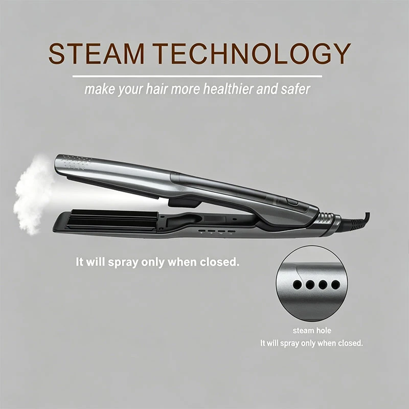 Professional 1-inch 2-in-1 men hair straightener and curler with smart LED digital temperature display,