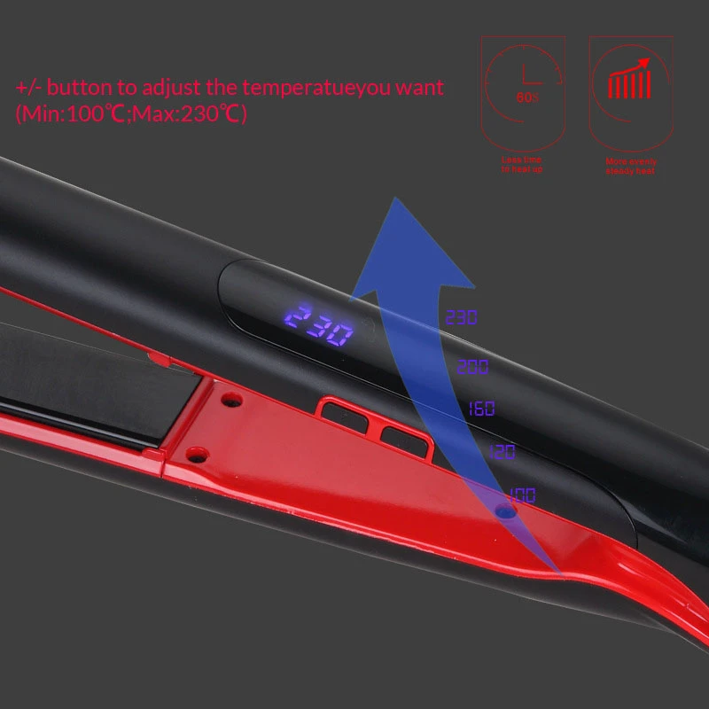 Professional 1-inch 2-in-1 men hair straightener and curler with smart LED digital temperature display,