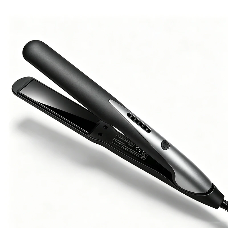 Professional 1-inch 2-in-1 men hair straightener and curler with smart LED digital temperature display,