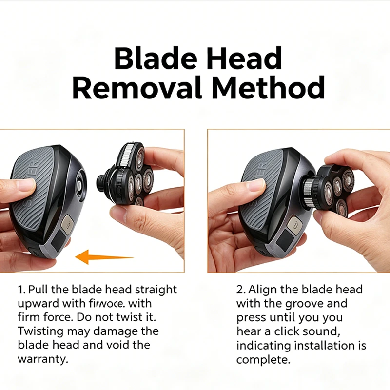 Best seller 6 In 1 Electric Shaver With 7 Replacement Heads, Smart LED Digital Display Bald Head Shaver Hair Trimmer