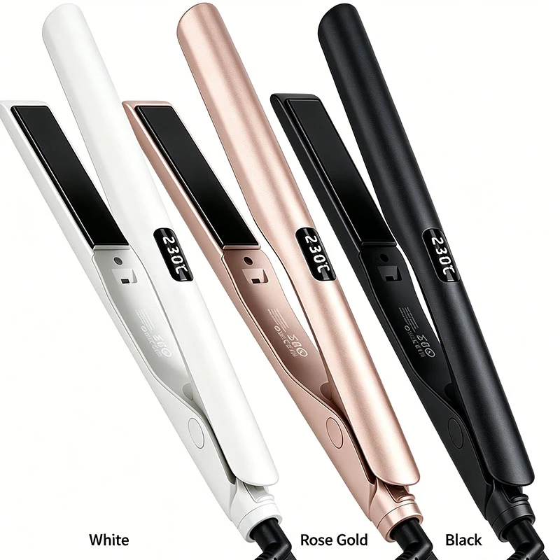 Professional 1-inch 2-in-1 men hair straightener and curler with smart LED digital temperature display,