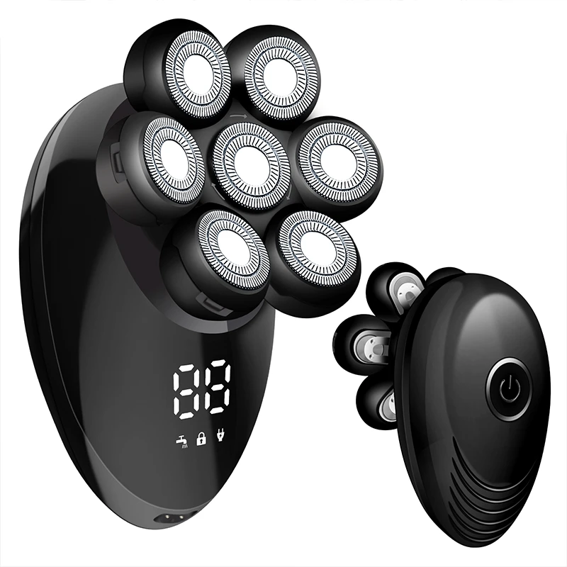 Best seller 6 In 1 Electric Shaver With 7 Replacement Heads, Smart LED Digital Display Bald Head Shaver Hair Trimmer