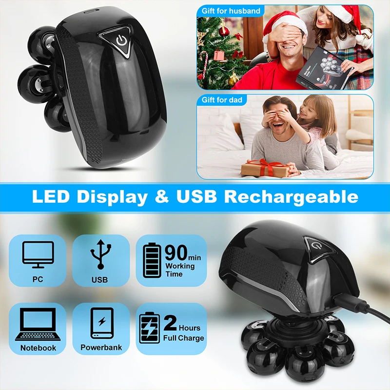 Best seller 6 In 1 Electric Shaver With 7 Replacement Heads, Smart LED Digital Display Bald Head Shaver Hair Trimmer