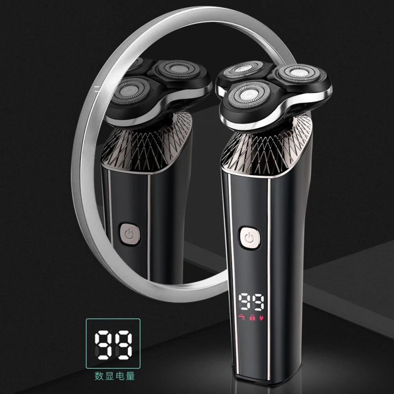 Hot Selling 3D Triple Floating Rotary Electric Shaver for Men, IPX7 Full Body Waterproof Wet Dry Cordless Razor Machine