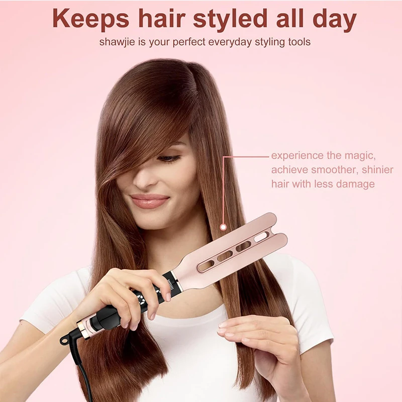 Professional 1-inch 2-in-1 men hair straightener and curler with smart LED digital temperature display,