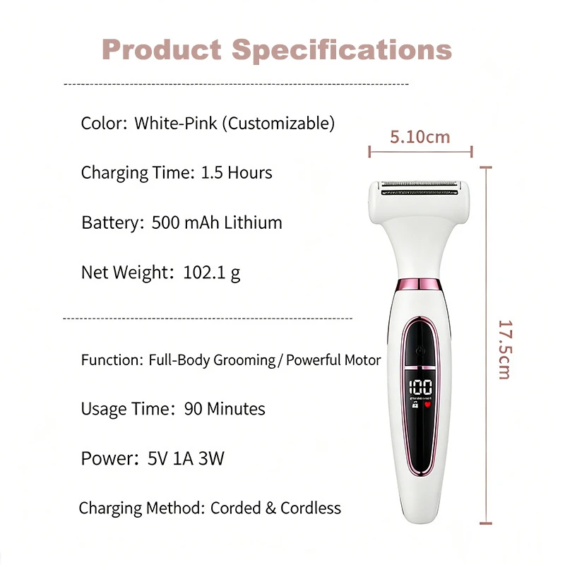 New Women Waterproof Hair Removal Kit Wholesale | LED Cordless Bikini Nose Trimmer