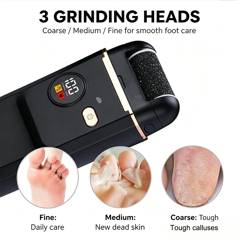 Electric Callus Remover, USB Type-C Rechargeable IPX7 Waterproof Digital Display Pedicure Dead Skin Exfoliator Foot Grinder, Factory Direct No Middleman Markup OEM Wholesale