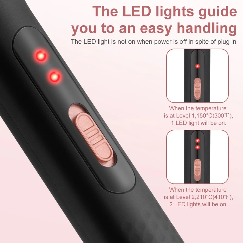 Factory Wholesale Professional 100% Tourmaline Ceramic Heating Barrel Fast Heating Safe Curling Wand Hair Curler Hair Iron, Max 450°F Natural Wave Curling Iron For Salon Home Use