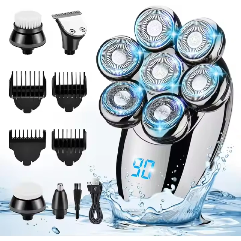  5-in-1 Electric Shaver, 7 Floating Heads Wet & Dry shaver