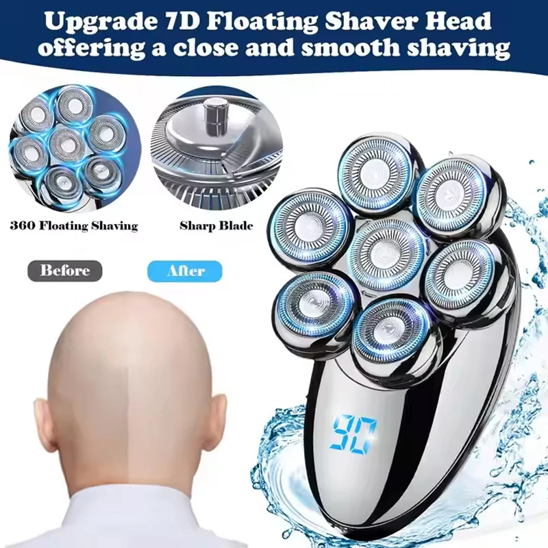  5-in-1 Electric Shaver, 7 Floating Heads Wet & Dry shaver