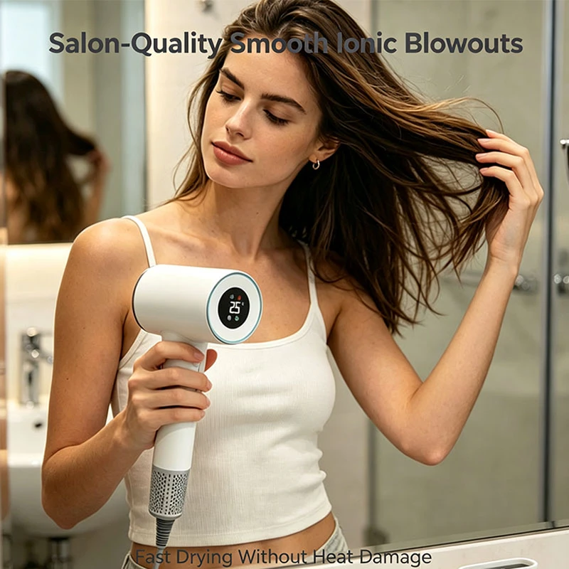 Factory Direct Sale 10000RPM BLDC Brushless Motor Hair Dryer, Smart Digital Temperature Display Constant Temperature Hair Dryer, Negative Ionic Fast Drying Low Noise Salon Hair Dryer