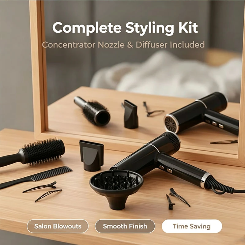 High Speed BLDC Hair Dryer, LED Digital Temperature Control Negative Ionic Blow Dryer