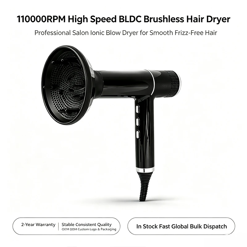 High Speed BLDC Hair Dryer, LED Digital Temperature Control Negative Ionic Blow Dryer