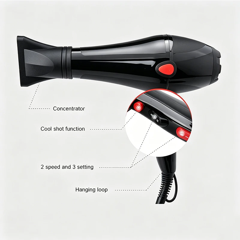 Direct Source Factory 2400W Heavy-Duty AC Motor Hair Dryer & Blow Dryer, Global Salon Ionic Fast-Dry Turbo Dryer, Flexible MOQ OEM Custom Logo Stable Inventory Quick Lead Time Bulk Wholesale Buyers