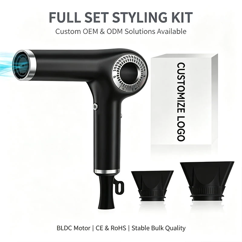 High Speed BLDC Hair Dryer, LED Digital Temperature Control Negative Ionic Blow Dryer