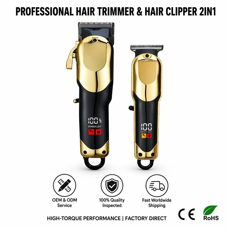 5 in 1 Men Professional Electric Hair Clipper Kit,LED Display Easy Wash Detachable Blade Rechargeable Hair Cut Machine For Home & Barber Shop