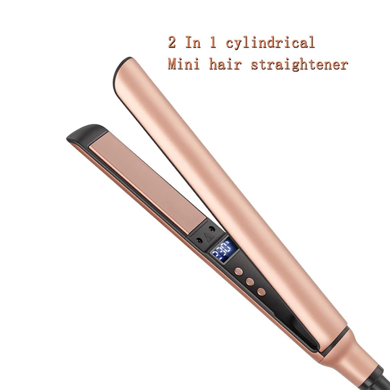 Professional 1-inch 2-in-1 men hair straightener and curler with smart LED digital temperature display,