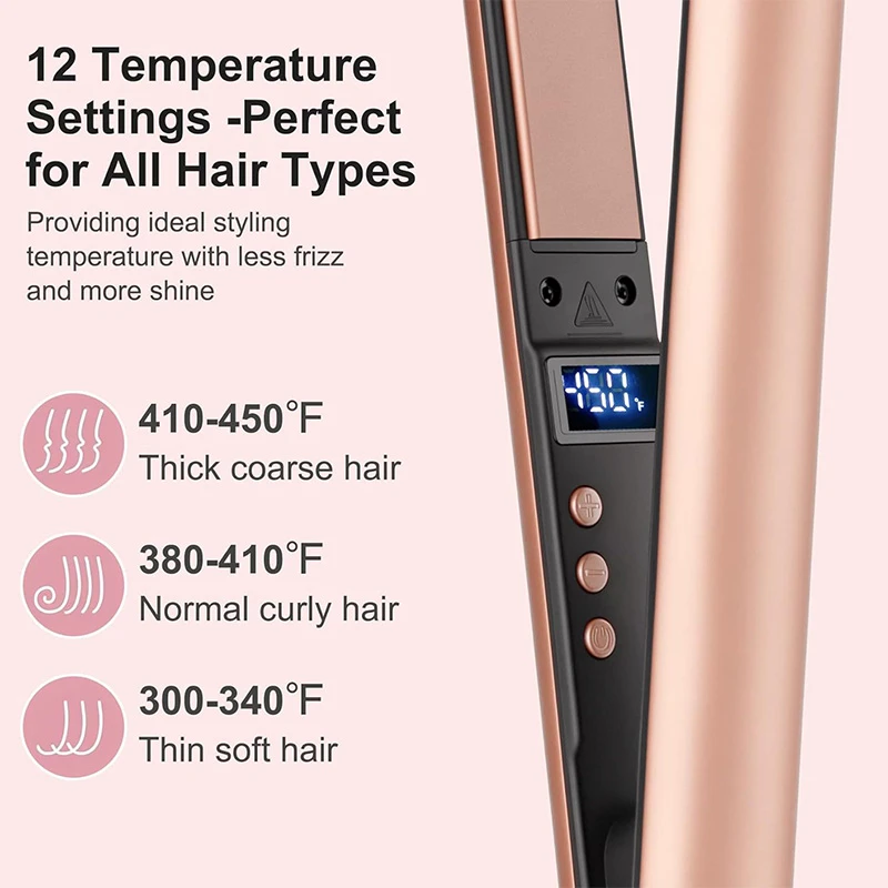 Professional 1-inch 2-in-1 men hair straightener and curler with smart LED digital temperature display,
