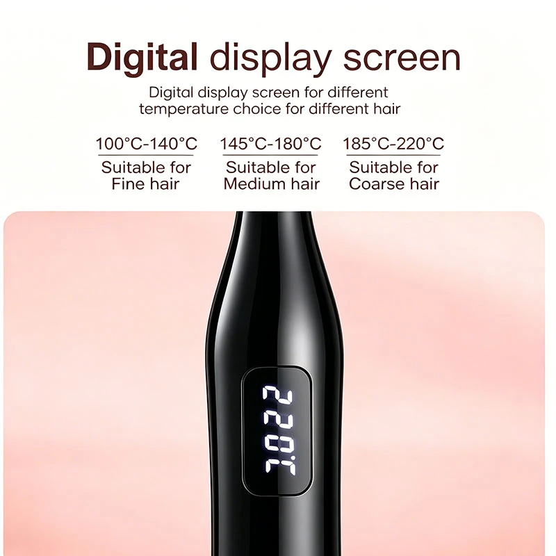 Professional 1-inch 2-in-1 men hair straightener and curler with smart LED digital temperature display,